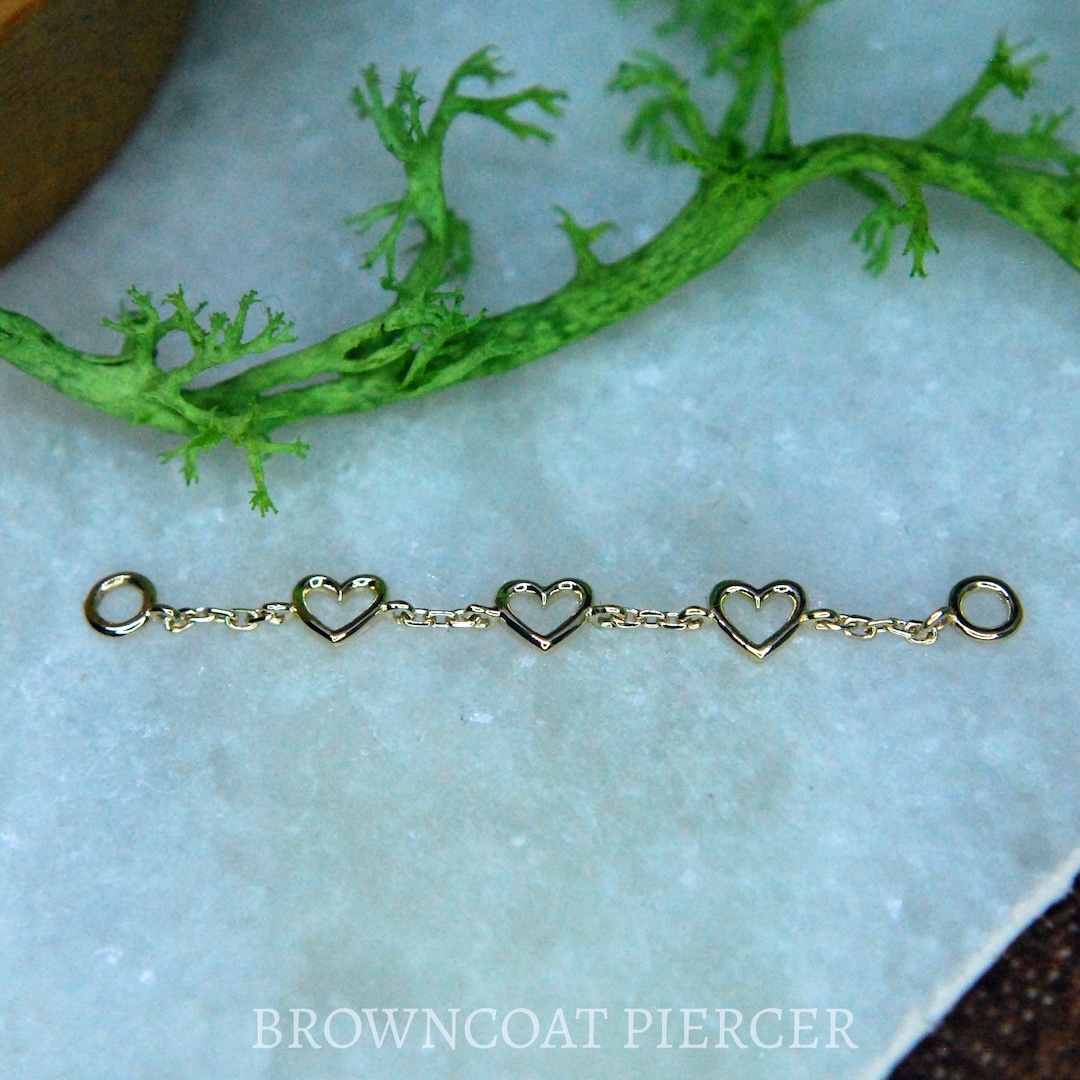 Junipurr 14kt Yellow Gold Lots of Love Chain Decorative Heart Piercing ...