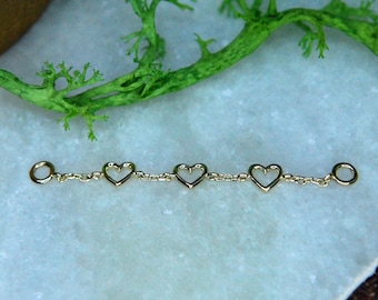 Junipurr 14kt Yellow Gold Lots of Love Chain - Decorative - Heart - Piercing Chain