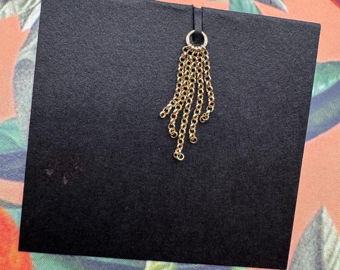 Solid 14k Yellow Gold 'Rolo Tassel' Chain Charm - Hialeah - dangle, Piercing charm