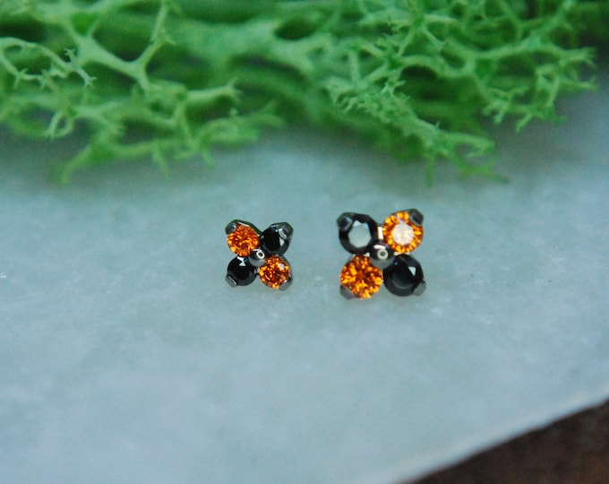 Neometal Forte Threadless Ends - Limited Halloween, Cubic Zirconia, Orange, Black - Implant Grade Titanium