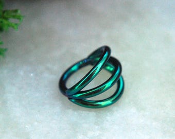 Pre Anodised Titanium Triple Band Hinged Clicker Ring - Segment - Titanium, 1.2mm (16ga)