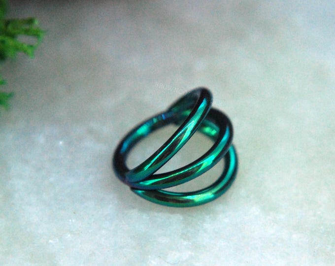Pre Anodised Titanium Triple Band Hinged Clicker Ring - Segment - Titanium, 1.2mm (16ga)