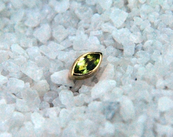 14kt Gold Marquise Peridot Threadless End - Push fit attachment, bezel set stone, Yellow, Rose, or White Gold