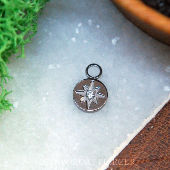 Titanium Gemmed Star CZ Piercing Charm