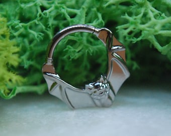 Implant Grade Titanium Bat Clicker Ring - 16ga / 1.2mm -  hinged, Segment 8mm or 10mm diameter