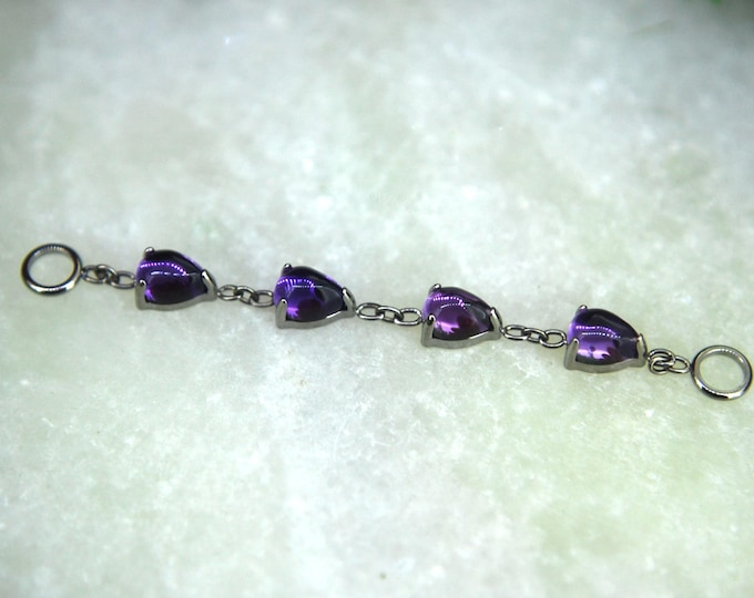 Titanium Piercing Chain - Amethyst -  Decorative - Accessory - Single Chain - Pear Shaped Stones
