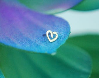 Solid 14k Yellow Gold Open Heart End Threadless End - Push Fit attachment