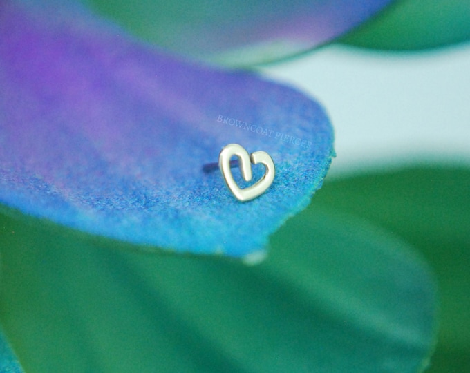 Solid 14k Yellow Gold Open Heart End Threadless End - Push Fit attachment