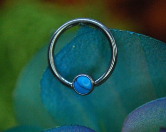 Titanium BCR - Turquoise - Captive Bead Rings, Ball Closure Ring
