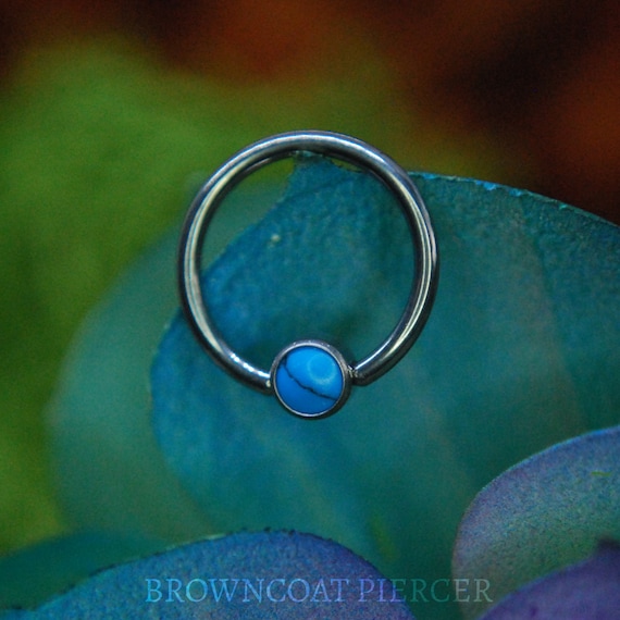 Titanium BCR - Turquoise - Captive Bead Rings, Ball Closure Ring