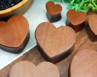 A pair of Heart Shaped Wood Plugs - Stretched Ears