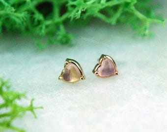 Solid 14k Yellow or Rose Gold Love Me Threadless End - Rose Quartz Heart - Junipurr