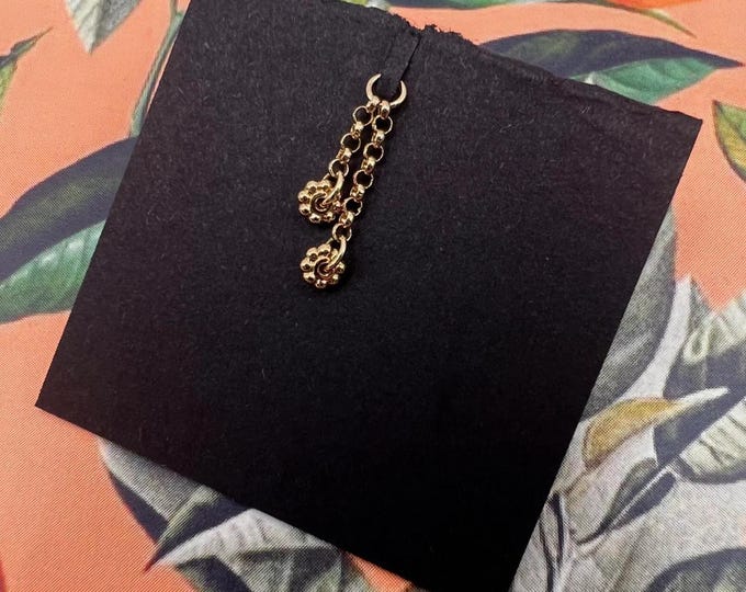 Solid 14k Yellow Gold 'Flower Child' Chain Charm - Hialeah - dangle, Piercing charm