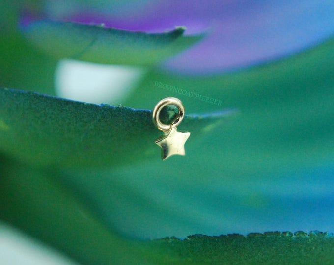 Solid 14k Yellow Gold Star Charm  - Body Piercing Accessory