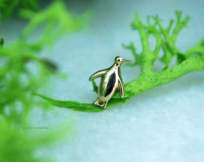 Solid 14k Yellow Gold Penguin End Threadless End - Push Fit attachment