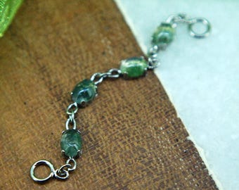 Titanium Piercing Chain - Moss Agate - 40mm - Decorative - Accessory - Single Chain - Oval Stones