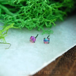 Threadless Titanium Opal Prong Set Ends - attachment, fauxpal, pushfit, Implant Grade Titanium