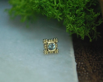 14k Yellow Gold "Flourish Illusion"  BVLA Threadless attachment -  Mint Beryl - Push Fit