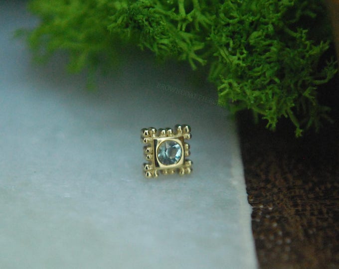 14k Yellow Gold "Flourish Illusion"  BVLA Threadless attachment -  Mint Beryl - Push Fit