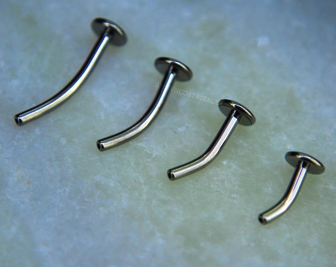 Titanium Threadless Curved Flatback barbell - 1.2mm / 16ga - various lengths available - push fit
