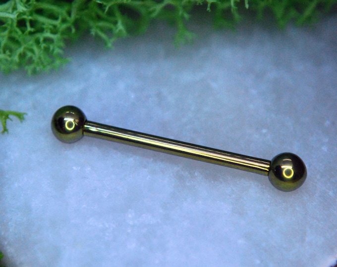 Titanium Internally Threaded Barbell - 1.6mm (14ga) x 20mm  - Implant Grade Titanium - Pre-Anodised to Gold!