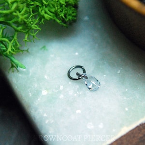 Titanium Pear CZ Gem Piercing Charm - teardrop