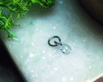 Titanium Pear CZ Gem Piercing Charm - teardrop