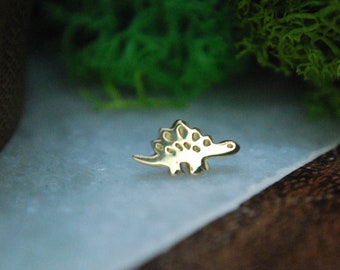 Solid 14k Yellow Gold Threadless Dino Attachment - Push Fit - Body Piercing top - Dinosaur