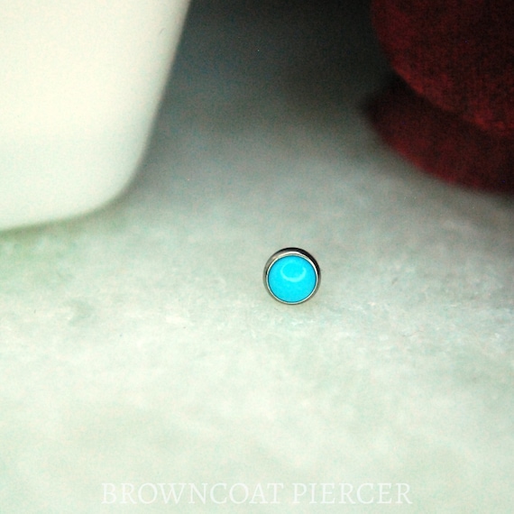 Neometal  Threadless Turquoise Ends - Cabochon - Implant Grade Titanium