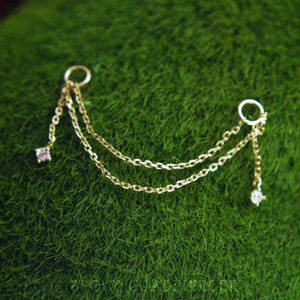 Tish Lyon 14kt Yellow or White Gold and Crystal - Double Chain with hanging charms - Decorative