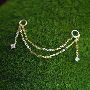 Tish Lyon Oro giallo o bianco 14kt e cristallo - Doppia catena con ciondoli pendenti - Decorativo