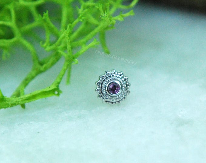 BVLA - 14k White Gold 4mm "Afghan"   Threadless attachment - Rhodolite - Push Fit / Pin