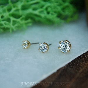 14k Yellow Gold Weaved Decorative Prong Set CZ Gem Threadless End - Claw Set - Cubic Zirconia, Crystal