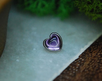 Internally Threaded Titanium Amethyst Heart attachments, Body Jewellery. 16ga, 1.2mm