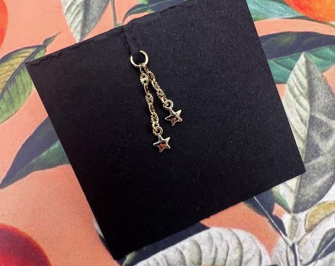 Solid 14k Yellow Gold 'Twinkle Twinkle' Chain Charm - Hialeah - dangle, Piercing charm