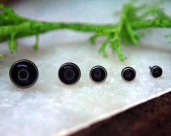 Embouts en onyx noir sans filetage en néométal - Cabochon - Titane de qualité implantaire
