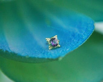 Anatometal 18k Yellow Gold Threadless Zia End - Faceted Mystic Topaz -  push Fit  2mm