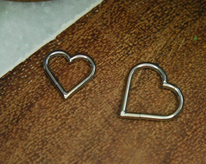 Titanium Heart Shaped Hinged Clicker Ring - Daith Ring