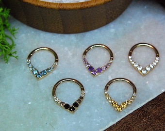 Solid 14k Yellow Gold 'Rise and Shine' Teardrop Clicker Ring - 1.2mm / 16ga x 8mm