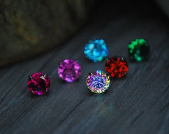 Titanium Threadless Cubic Zirconia Gem Ends Prong Set - Multiple Sizes, Multiple Colours - Push fit, attachment, Body Piercing, CZ
