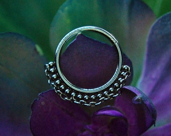 Beads & Chain Titanium Hinged Segment Ring - Clicker- Daith, Septum, Helix, Nostril, earlobe, Etc.