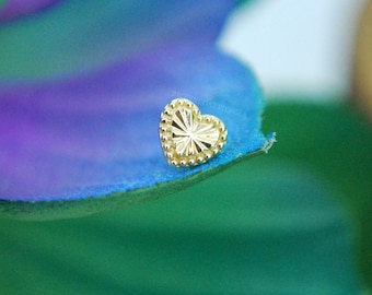 14k Gold 'Lara' Heart Threadless End - Junipurr Push Fit