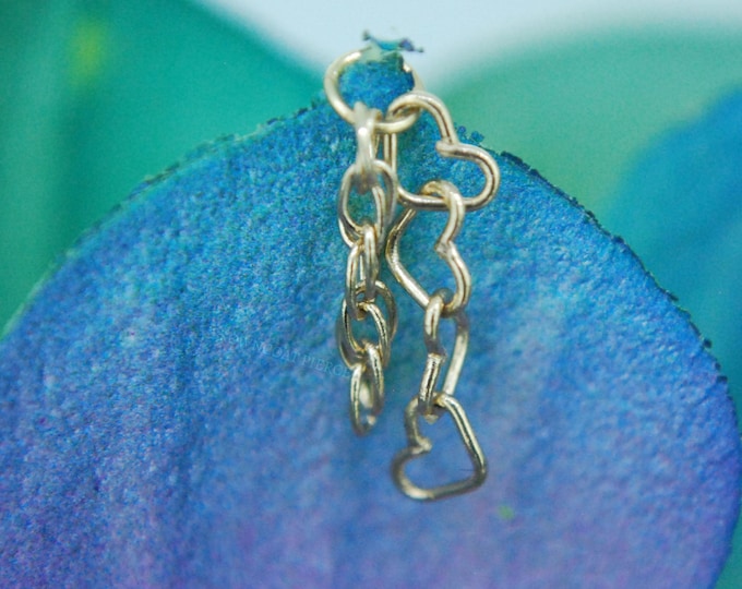Solid 14k Yellow Gold Tassel - Simple heart  - Chain Charm