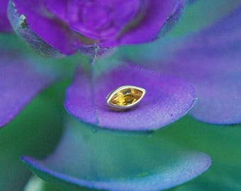 14kt Gold Marquise Citrine Threadless End - Push fit attachment, bezel set stone, Yellow, Rose, or White Gold