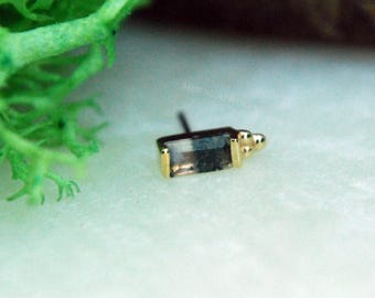 Solid 14k Yellow Gold - Dior End -  Buddha - Moss agate Threadless End - Push Fit Attachment