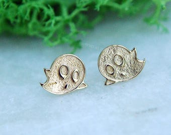 14k Yellow Gold Ghost threadless attachment, Halloween, haunt, left or right facing