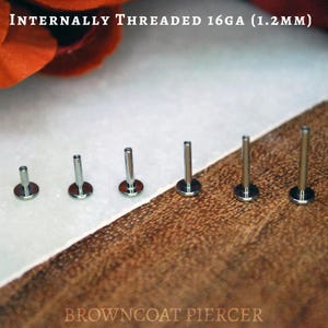 Basic Internally Threaded Titanium Labret - 1.2mm (16 gauge) -  Labret Stud