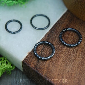 Hammered & Blackened Niobium Seam Rings - Septum, Daith, Nostril, Etc