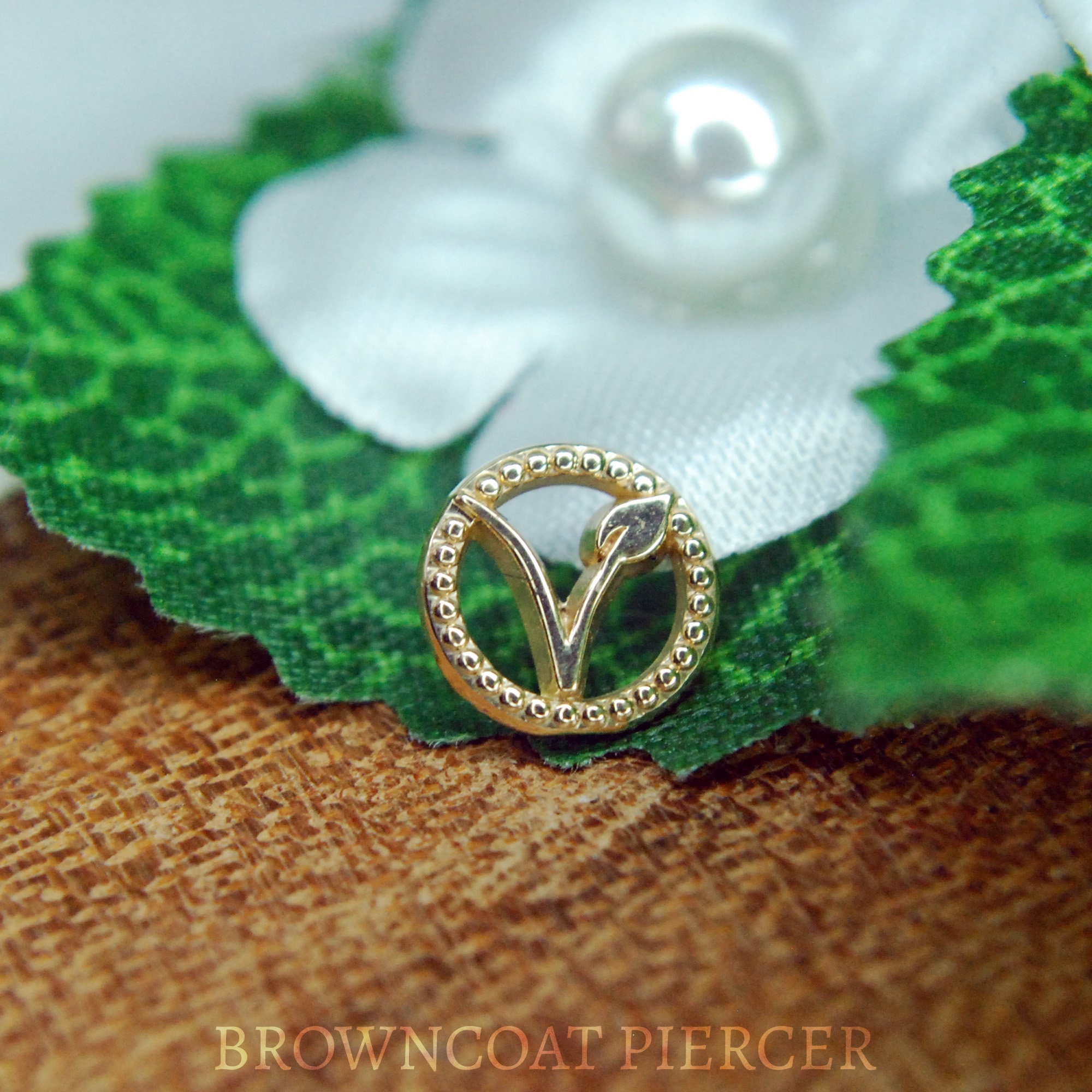 Body Gems 14k Yellow Gold Vegan End 16ga / 1.2mm Internally Threaded