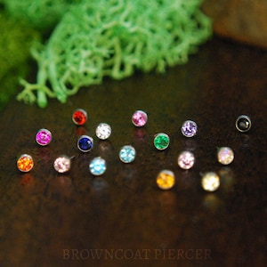 Titanium Threadless Gem Ends - Multiple Colour Options, Push fit ends